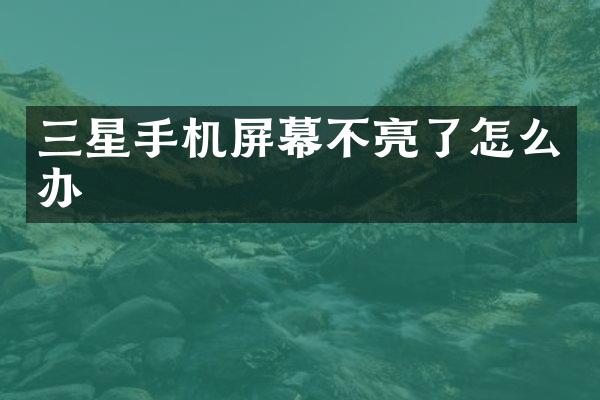 三星手机屏幕不亮了怎么办