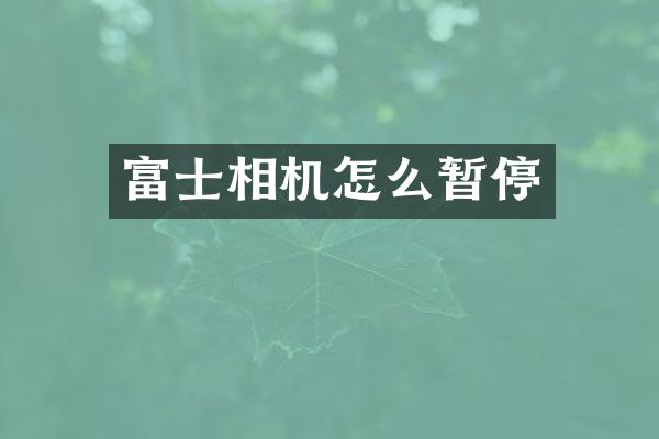 富士相机怎么暂停