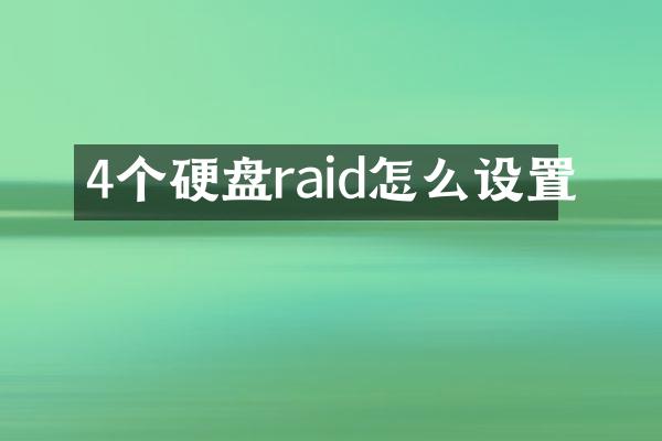 4个硬盘raid怎么设置