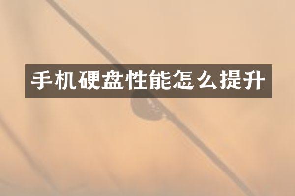 手机硬盘性能怎么提升