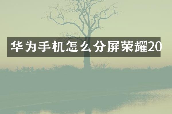 华为手机怎么分屏荣耀20