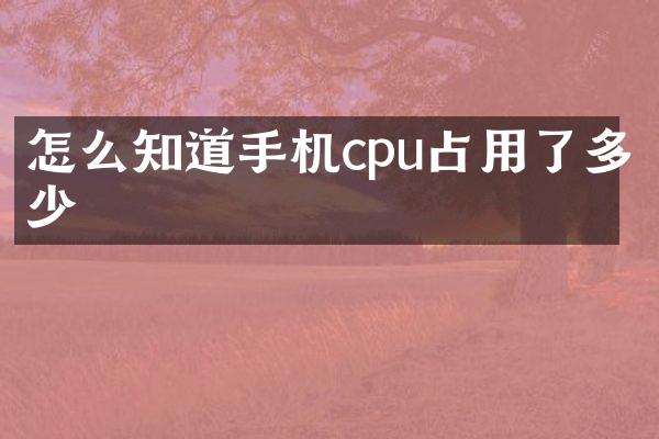 怎么知道手机cpu占用了多少