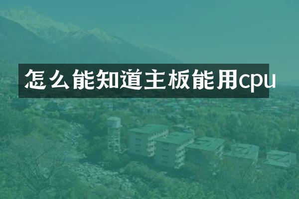 怎么能知道主板能用cpu