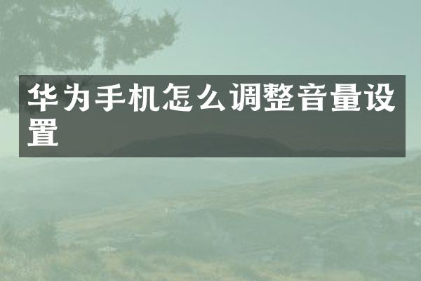 华为手机怎么调整音量设置