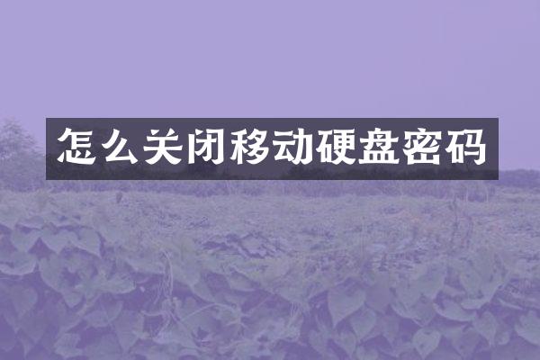 怎么关闭移动硬盘密码