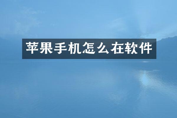 苹果手机怎么在软件