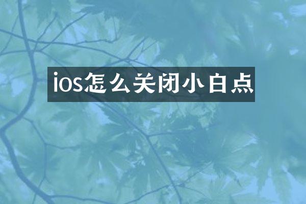 ios怎么关闭小白点