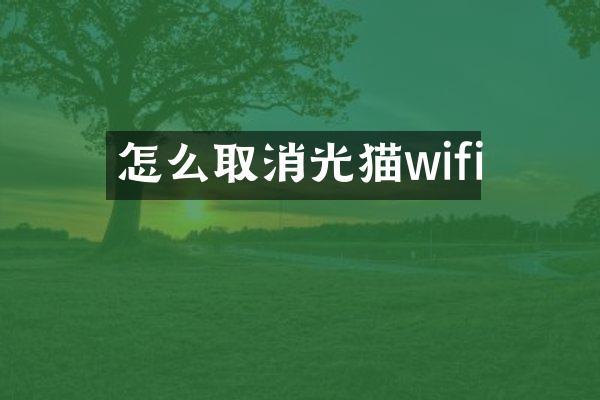怎么取消光猫wifi