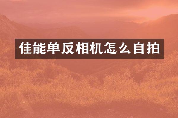 佳能单反相机怎么