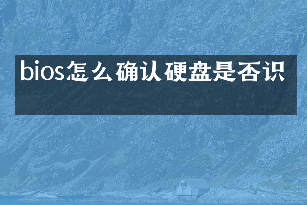 bios怎么确认硬盘是否识别