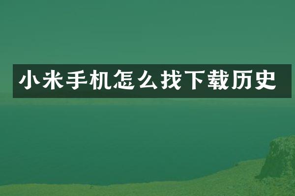 小米手机怎么找下载历史