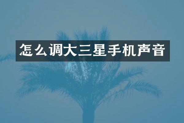 怎么调大三星手机声音