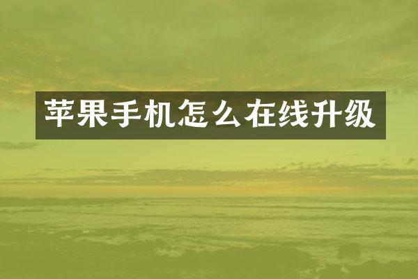 苹果手机怎么在线升级