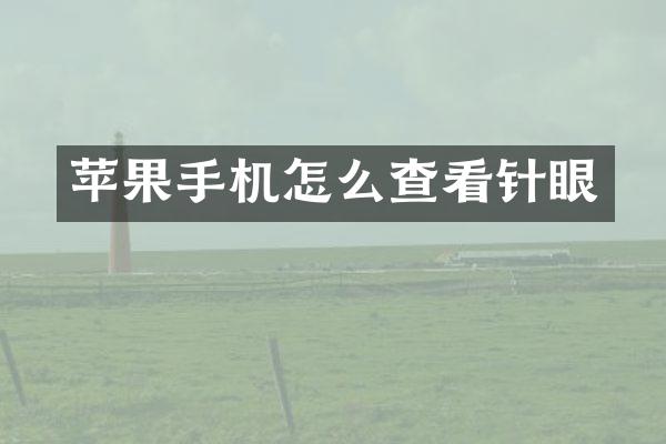 苹果手机怎么查看针眼