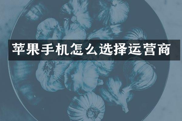 苹果手机怎么选择运营商