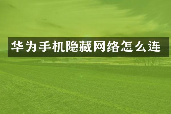 华为手机隐藏网络怎么连