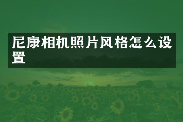 尼康相机照片风格怎么设置