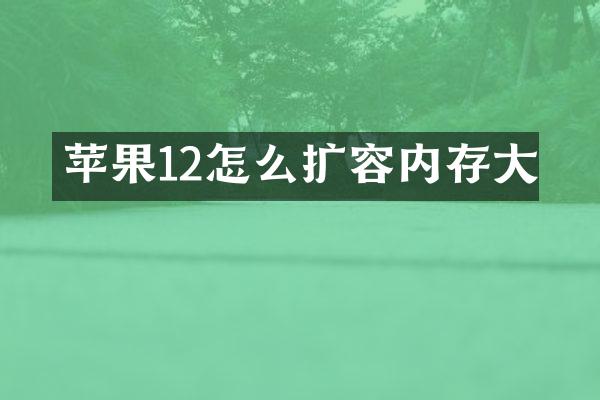 苹果12怎么扩容内存大