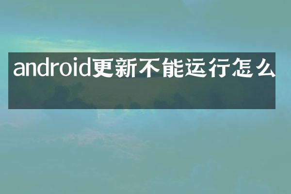 android更新不能运行怎么办