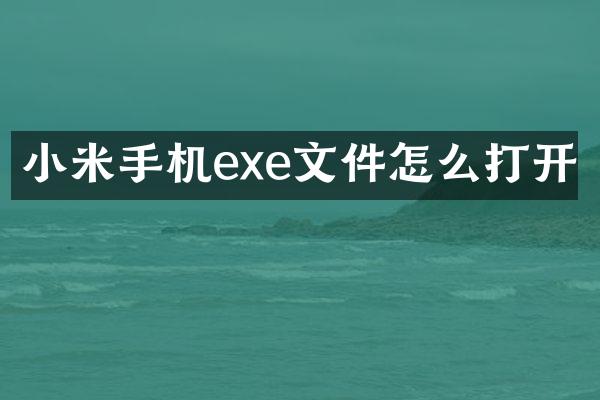 小米手机exe文件怎么打开