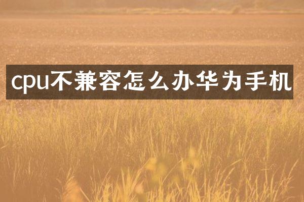 cpu不兼容怎么办华为手机