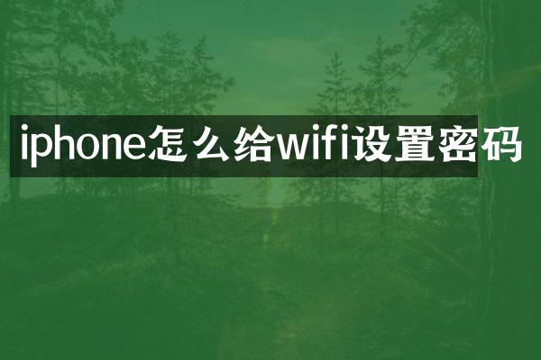 iphone怎么给wifi设置密码