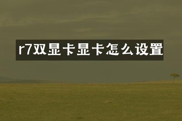 r7双显卡显卡怎么设置