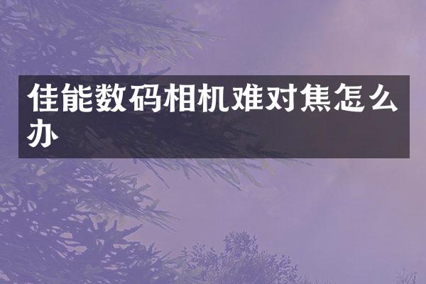 佳能数码相机难对焦怎么办