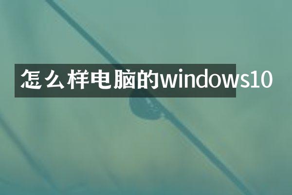 怎么样电脑的windows10