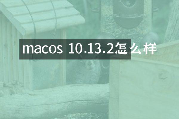 macos 10.13.2怎么样