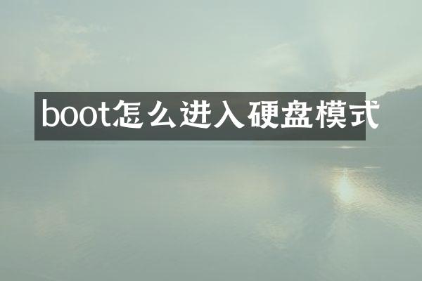 boot怎么进入硬盘模式