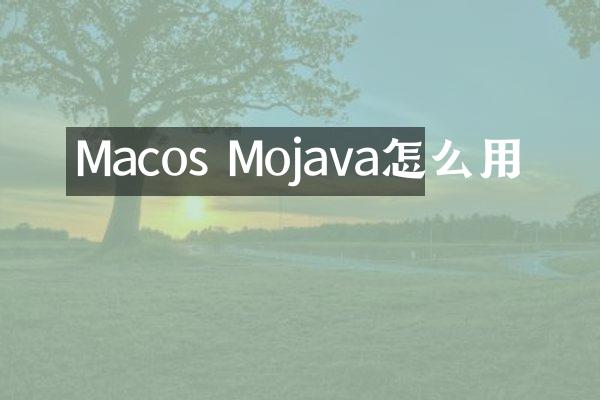 Macos Mojava怎么用