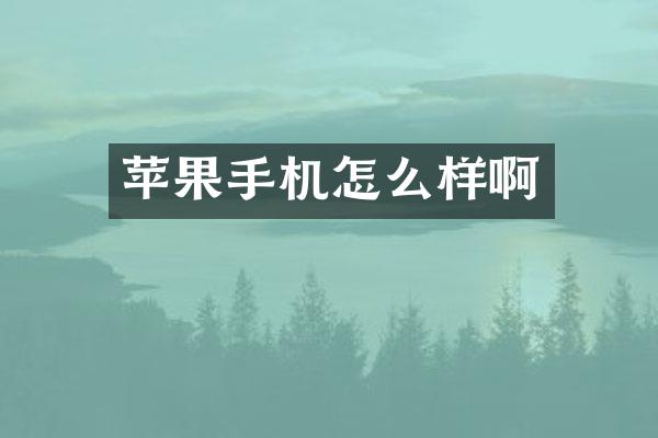 苹果手机怎么样啊