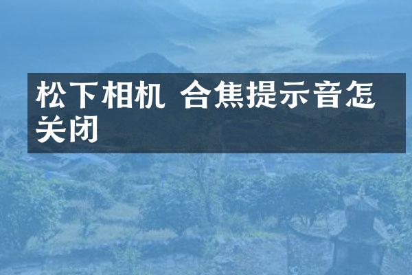 相机 合焦提示音怎么关闭