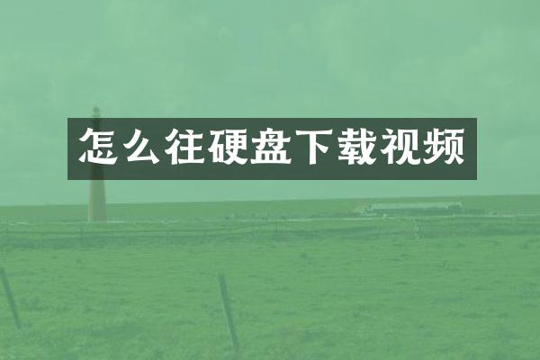怎么往硬盘下载视频