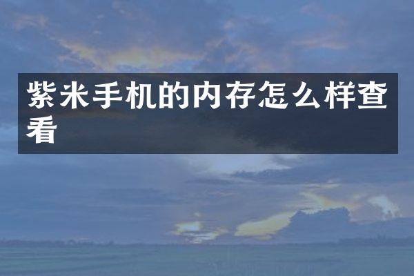 紫米手机的内存怎么样查看