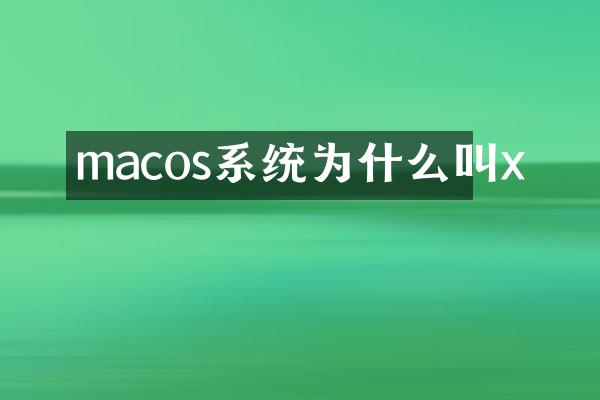 macos系统为什么叫x