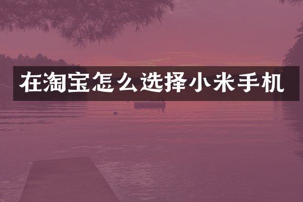 在淘宝怎么选择小米手机
