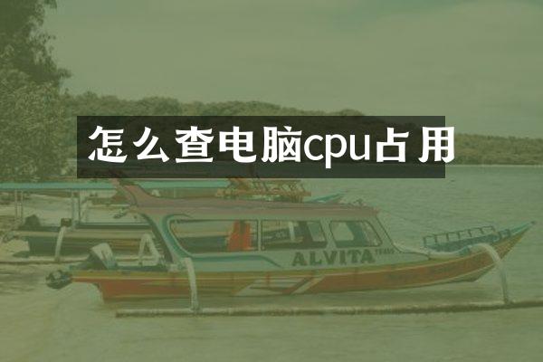 怎么查电脑cpu占用