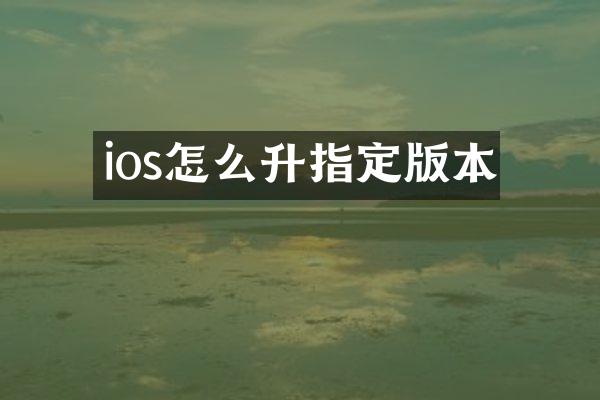 ios怎么升指定版本
