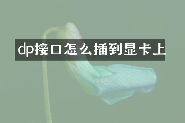 dp接口怎么插到显卡上