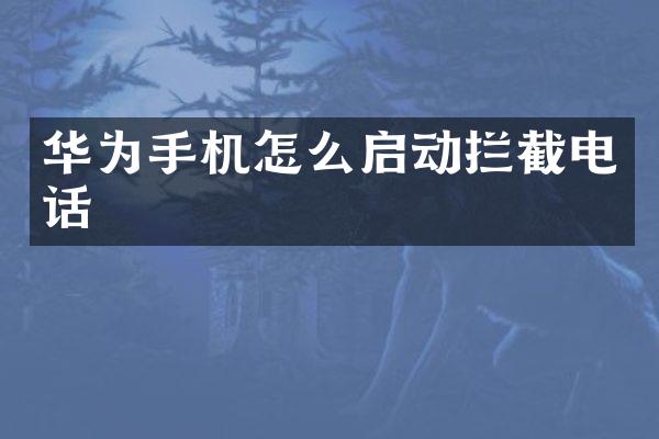 华为手机怎么启动拦截电话