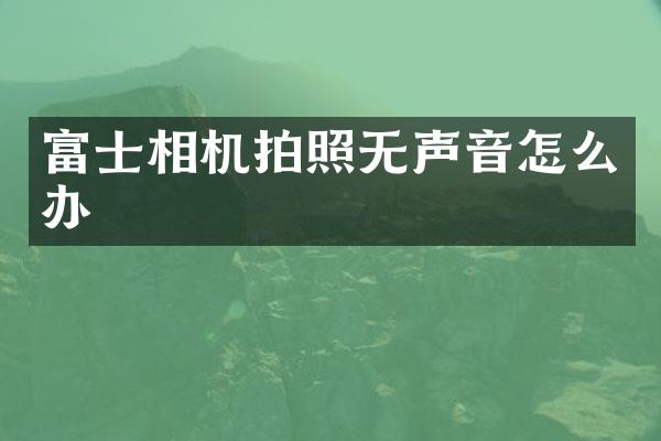 富士相机拍照无声音怎么办