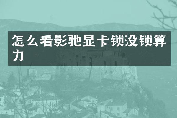 怎么看影驰显卡锁没锁算力