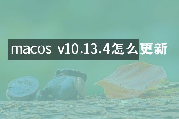 macos v10.13.4怎么更新