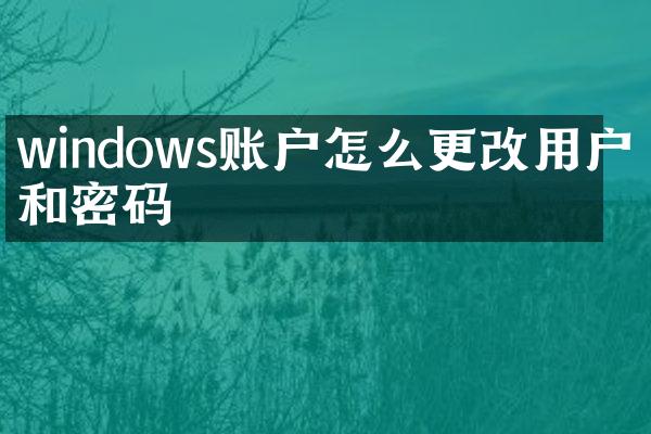 windows账户怎么更改用户名和密码