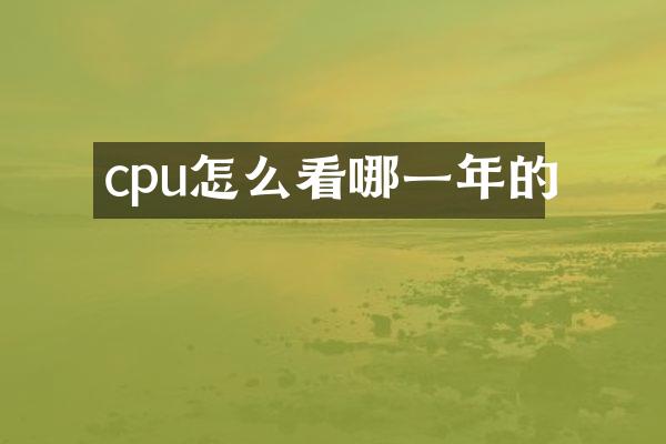 cpu怎么看哪一年的