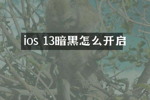 ios 13暗黑怎么开启