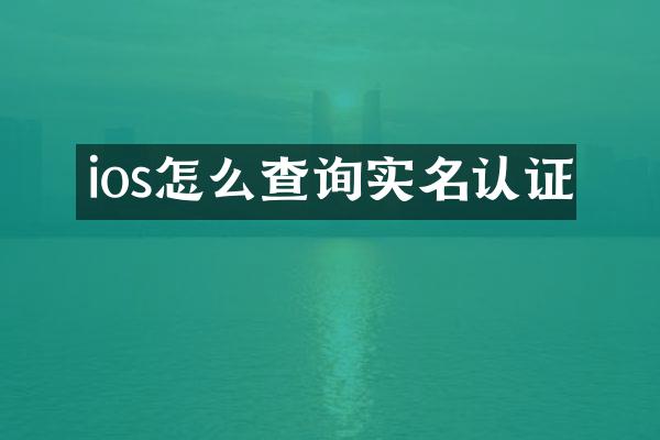 ios怎么查询实名认证