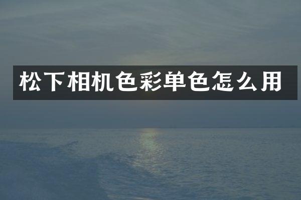 相机色彩单色怎么用